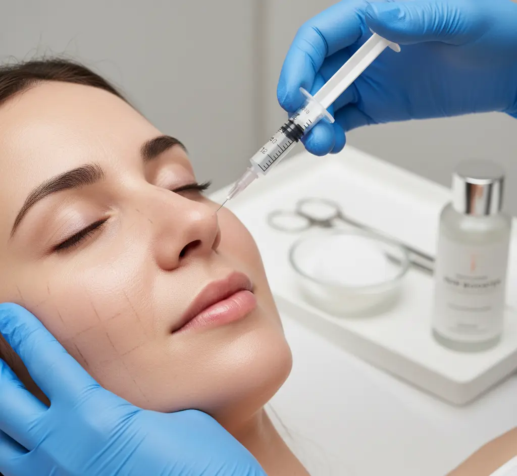 Skin booster hyaluronic acid injection treatment for hydration and glow