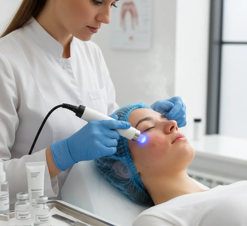 Professional acne treatment by dermatologist for clear, blemish-free skin