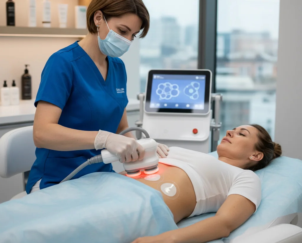 Cello and vibration therapy session for cellulite reduction and body toning