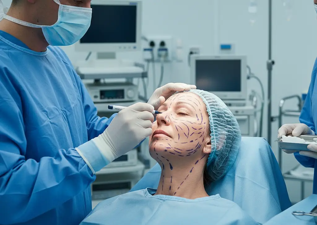 Facelift rhytidectomy surgery to reverse facial ageing and restore a youthful rejuvenated appearance