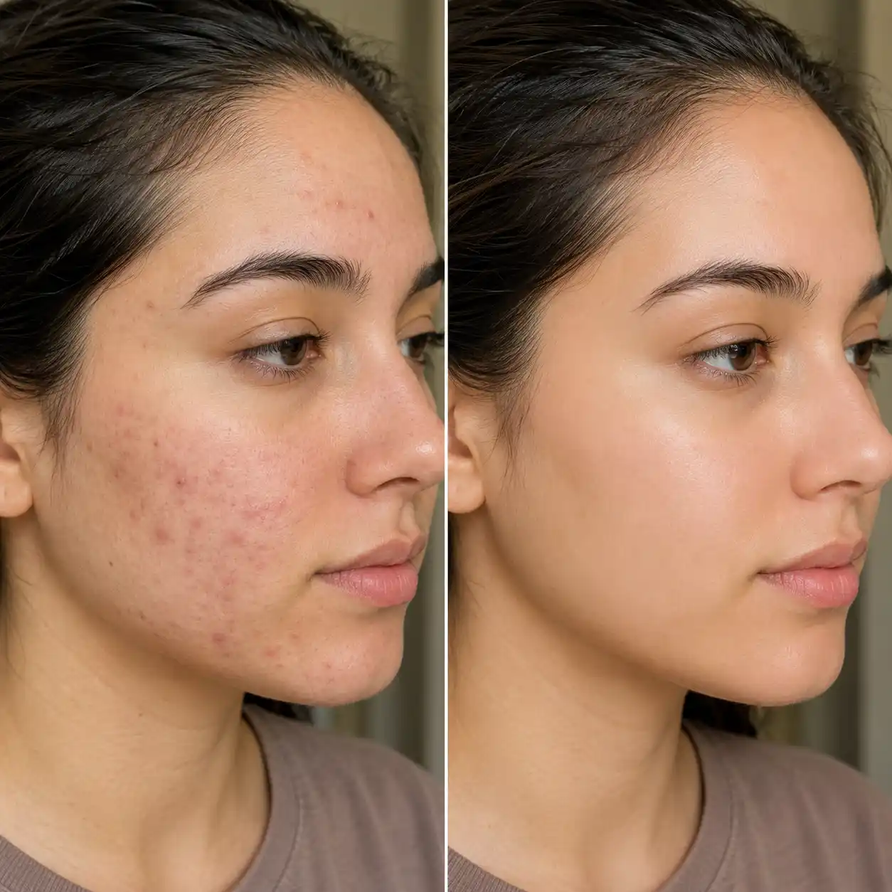 Acne Treatment before and after of person treated at maynee skin, hair & Slimming clinic