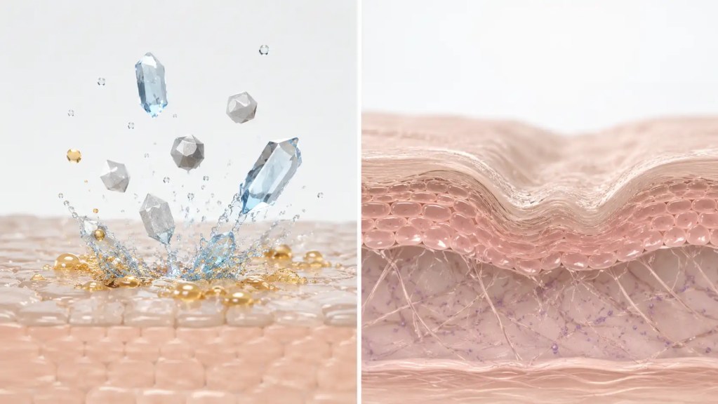 Infographic displaying how hard water minerals cause skin dehydration and loss of jawline elasticity in Porur, Chennai.