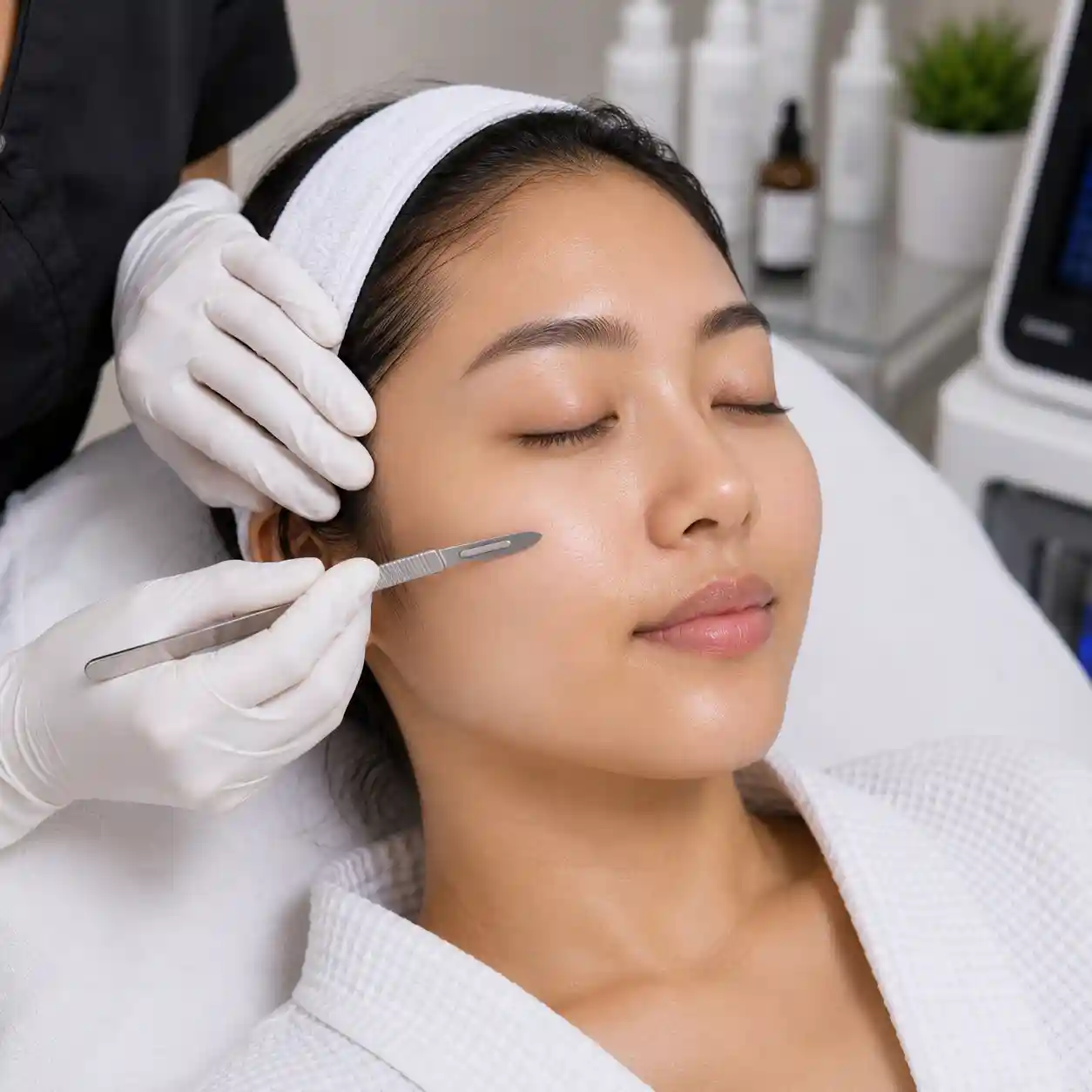Dermaplaning treatment for smooth glowing skin at Maynee Skin Clinic Chennai